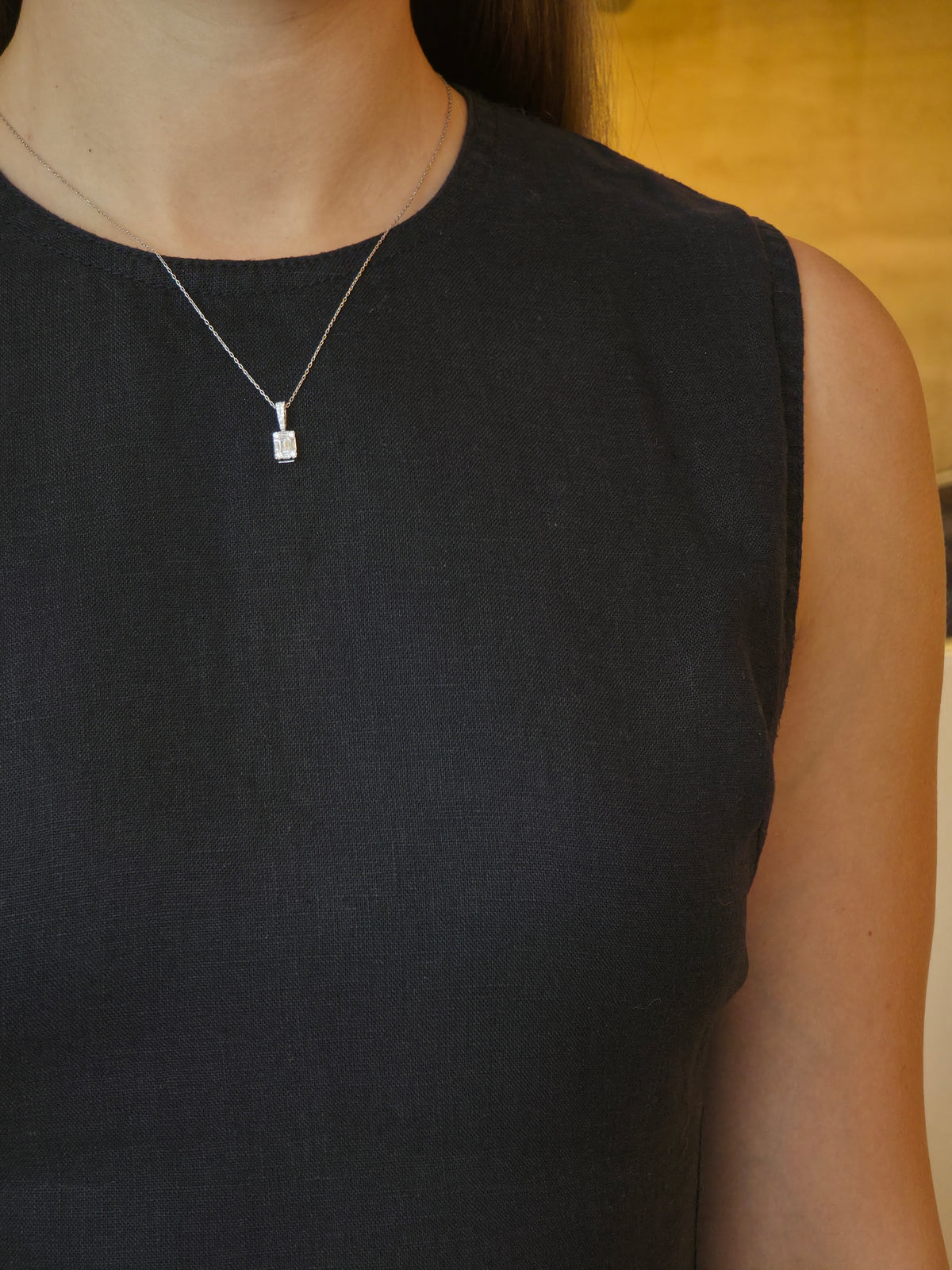 Lovely Small Square Diamond Pendant - additional view