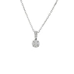 White gold pendant with rounded mixed-cut diamond cluster and diamond-set bail