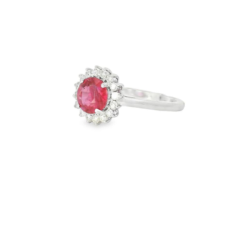 Glamorous Round Ruby Sunny Diamond Frame Ring