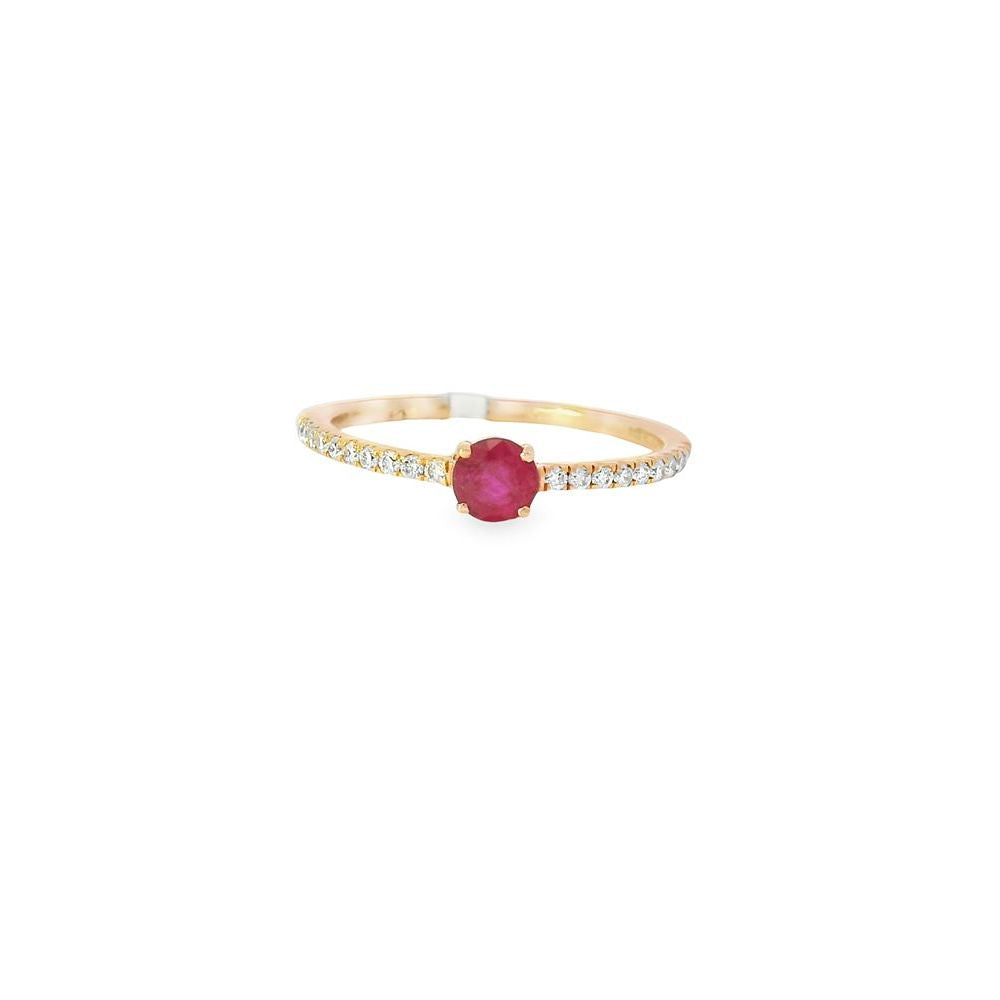 Delicate Single Round Ruby Rose Gold Ring