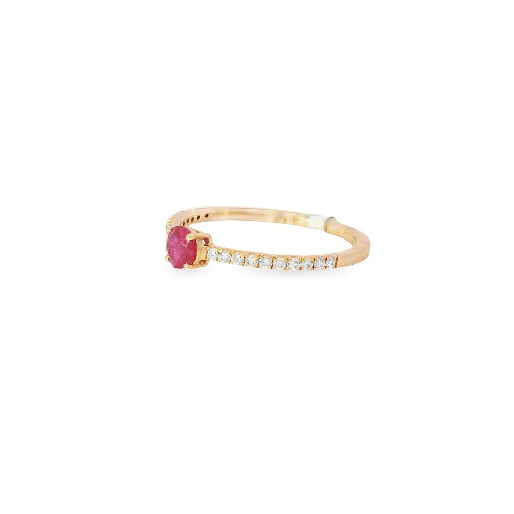 Delicate Single Round Ruby Rose Gold Ring