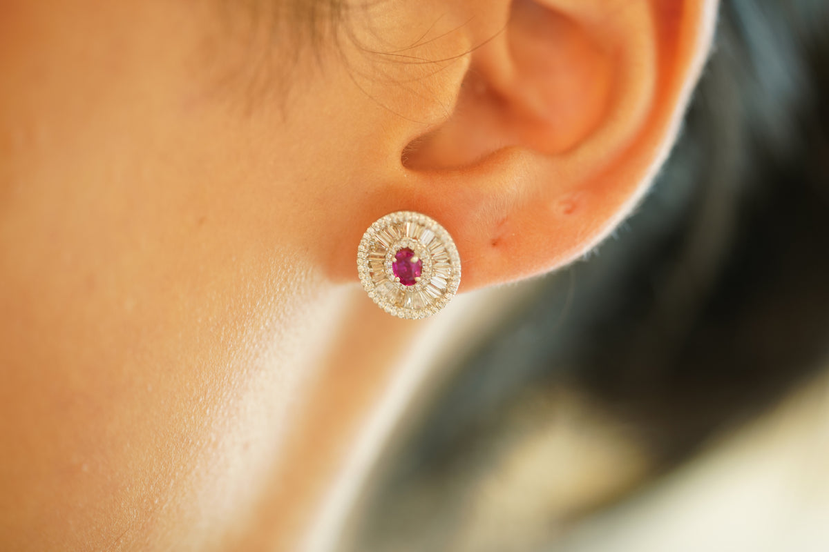 Exotic Full Diamond Ruby Earrings - additional view