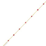 Yellow gold fine chain bracelet with spaced ruby stations in gold surrounds