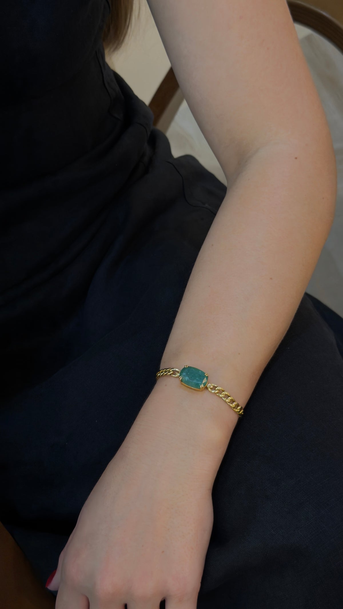 Exotic Cuban Chain Emerald Bracelet - additional view