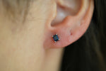 Classic Blue Sapphire Rectangular Stud Earrings - additional view