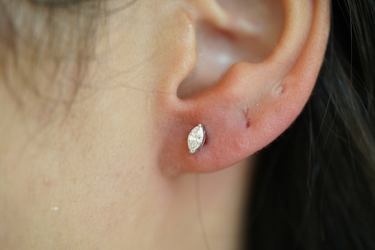 Marquise Solitaire Diamond Stud Earrings - additional view