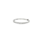 Angled view of slim diamond ring showing the plain rear section of the band