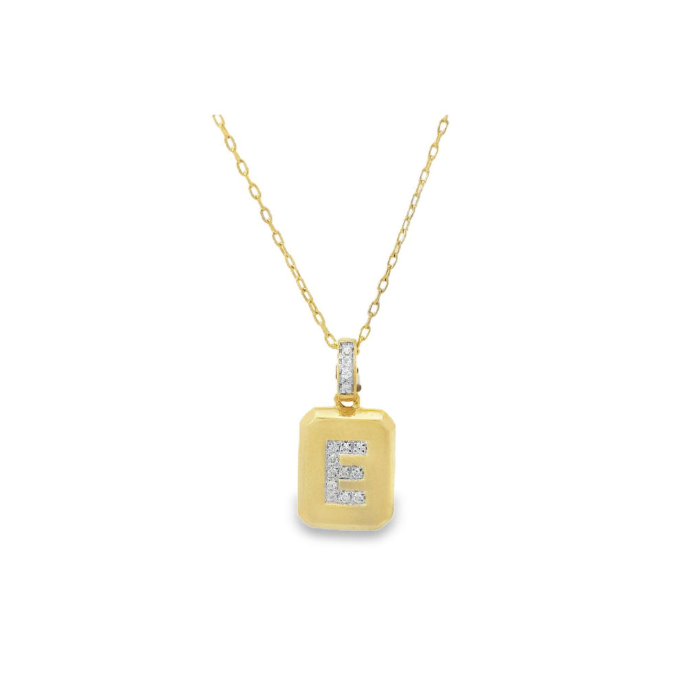 Delicate Yellow "E" Letter Diamond Pendant