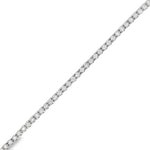 White gold tennis bracelet with closely spaced round diamonds in a single row