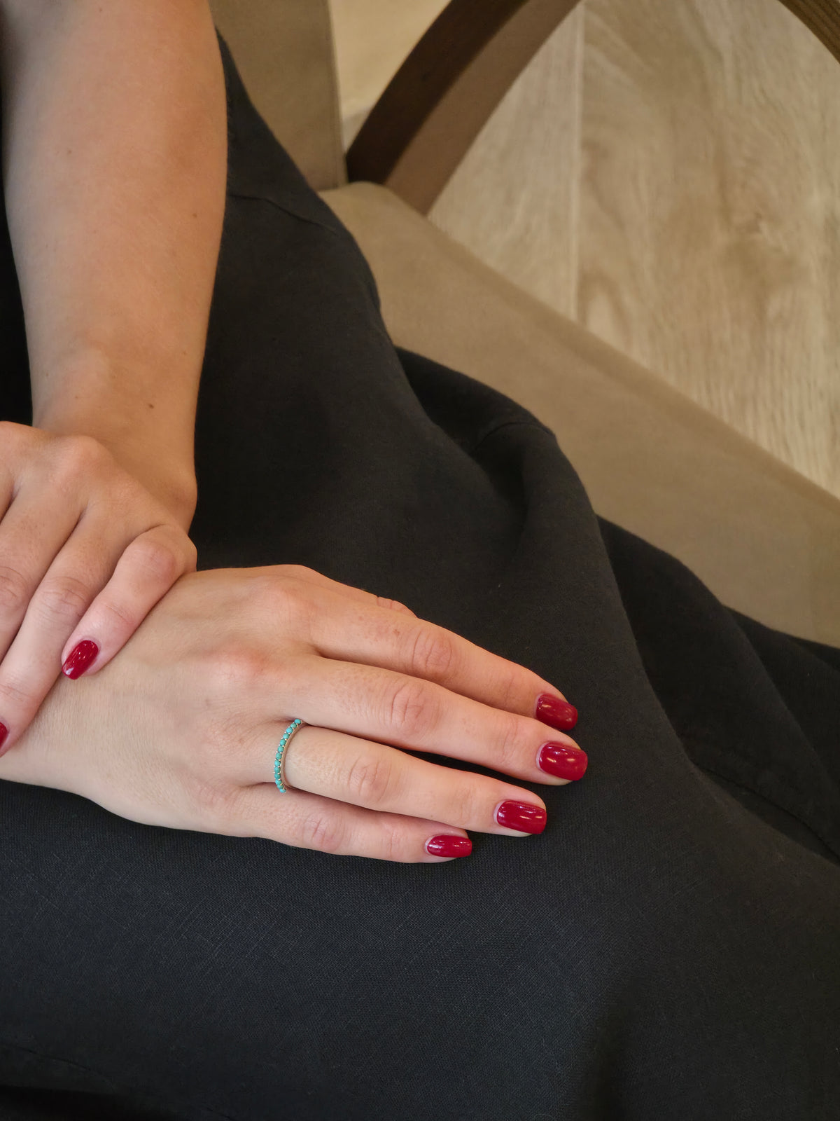 Delicate Turquoise Row Ring - additional view