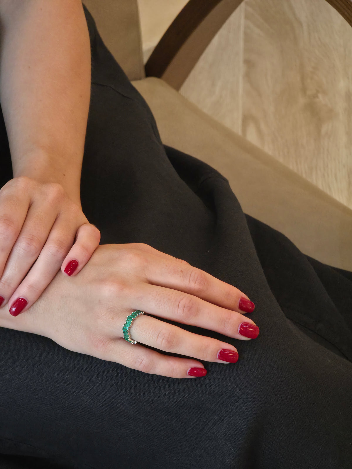 Lovely Half Eternity Emerald Ring