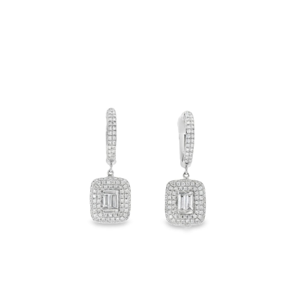 Attractive Square Full Diamonds Dangling Earrings