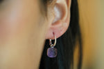 Delightful Dangling Amethyst Hoop Earrings - additional view