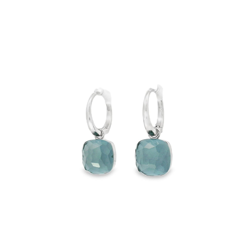 Delightful Dangling Blue Topaz Hoop Earrings