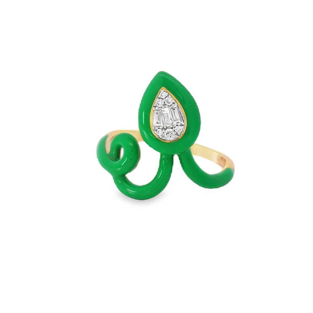 Green Mina Spiral Diamond Ring