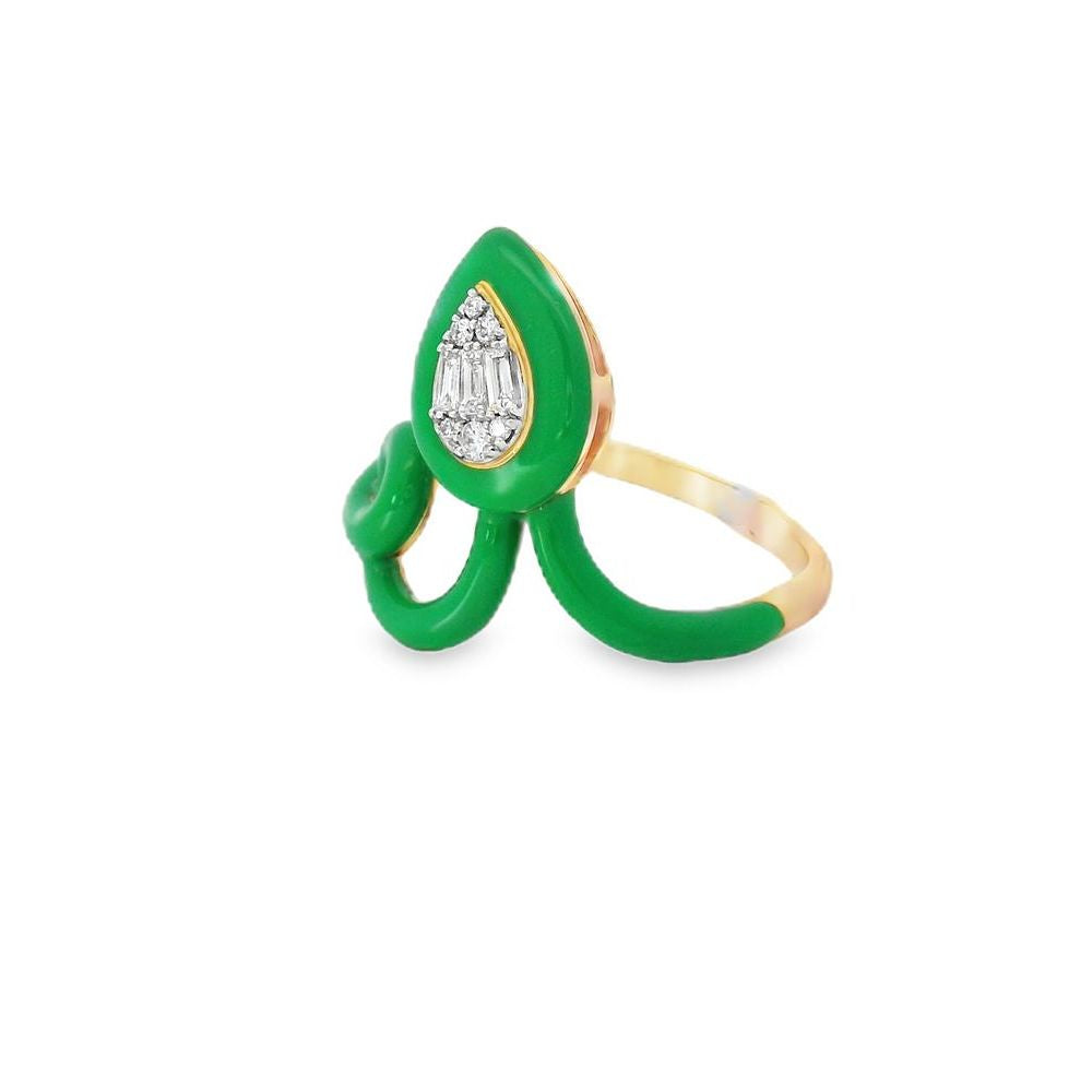 Green Mina Spiral Diamond Ring