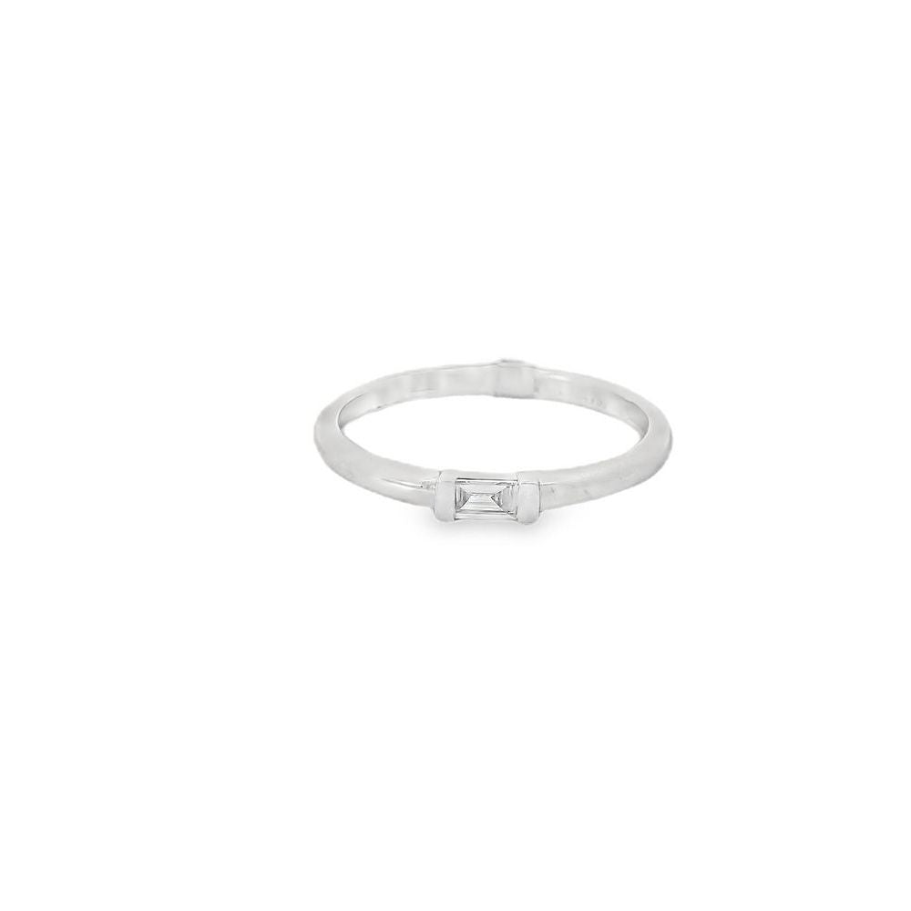 Single Baguette Diamond White Ring
