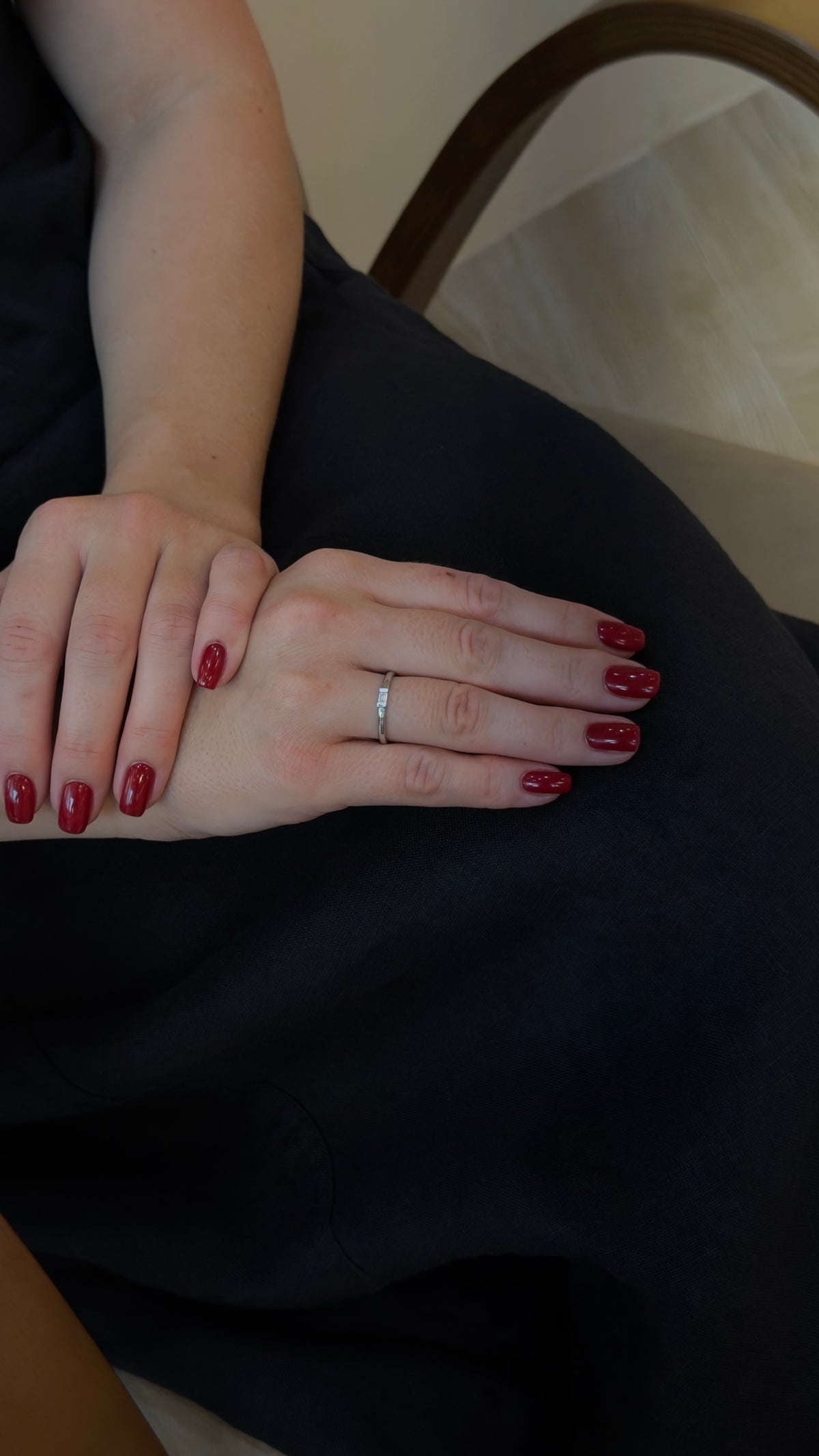 Single Baguette Diamond White Ring