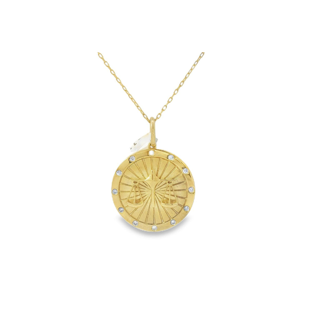 Zodiac Libra Gold & Diamond Pendant