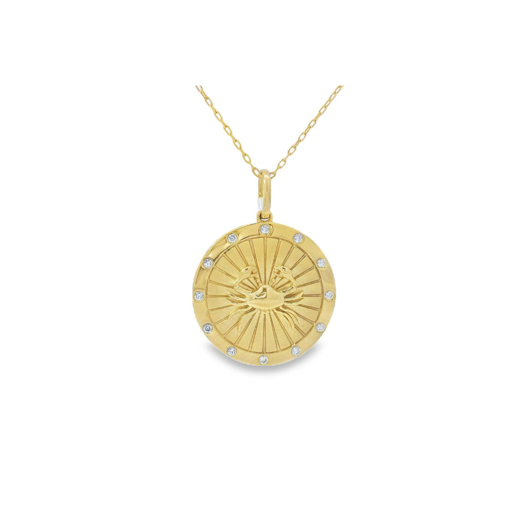 Zodiac Cancer Gold & Diamond Pendant