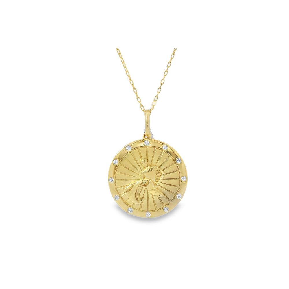 Zodiac Aquarius Gold & Diamond Pendant