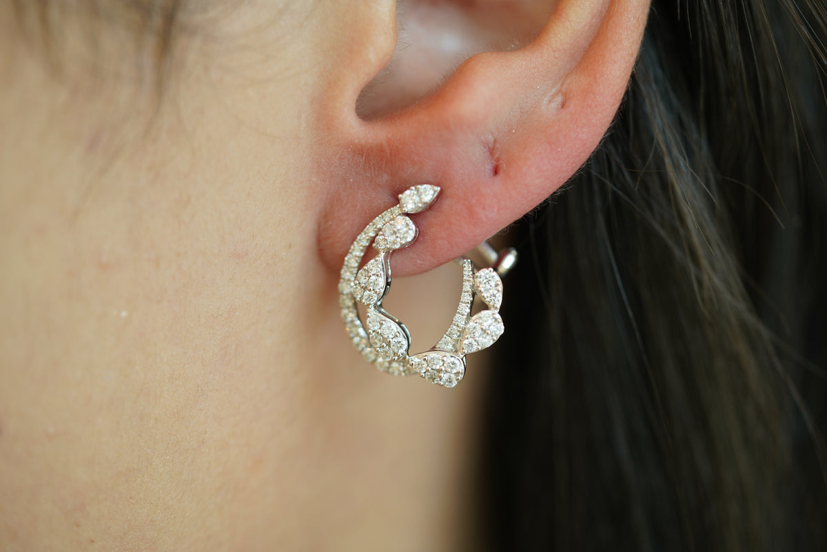 Beautiful Interwined Pear & Round Diamond Earrings - additional view