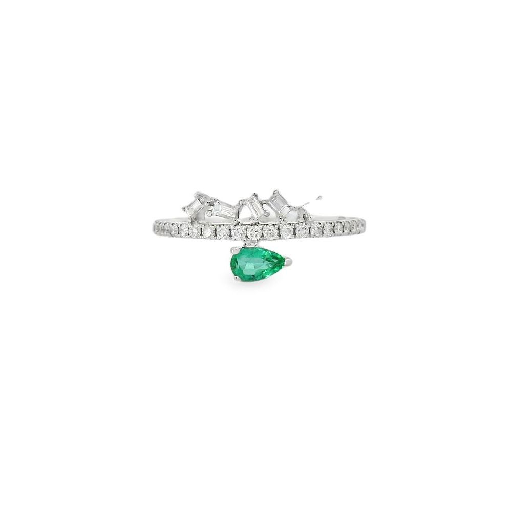 Delightful Pear Emerald and Diamond Ring