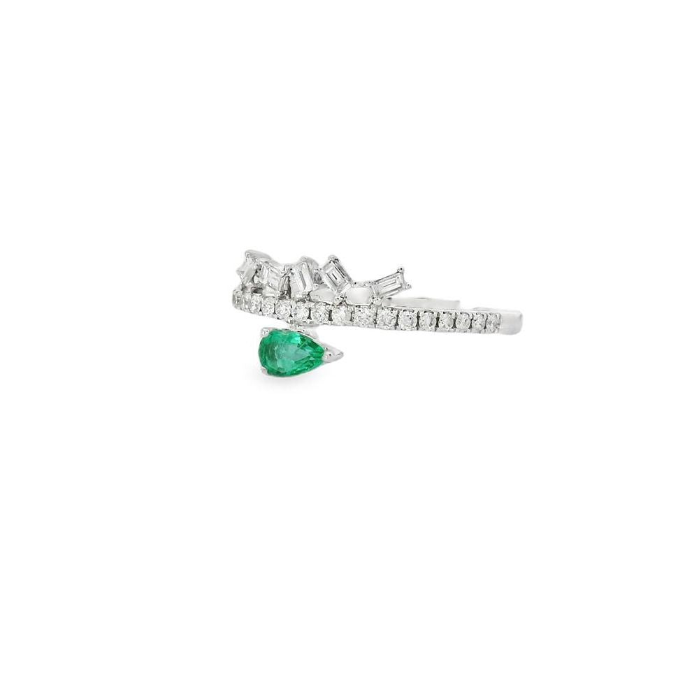 Delightful Pear Emerald and Diamond Ring