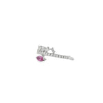 Angled view of marquise pink sapphire crown ring showing the setting below the diamond band