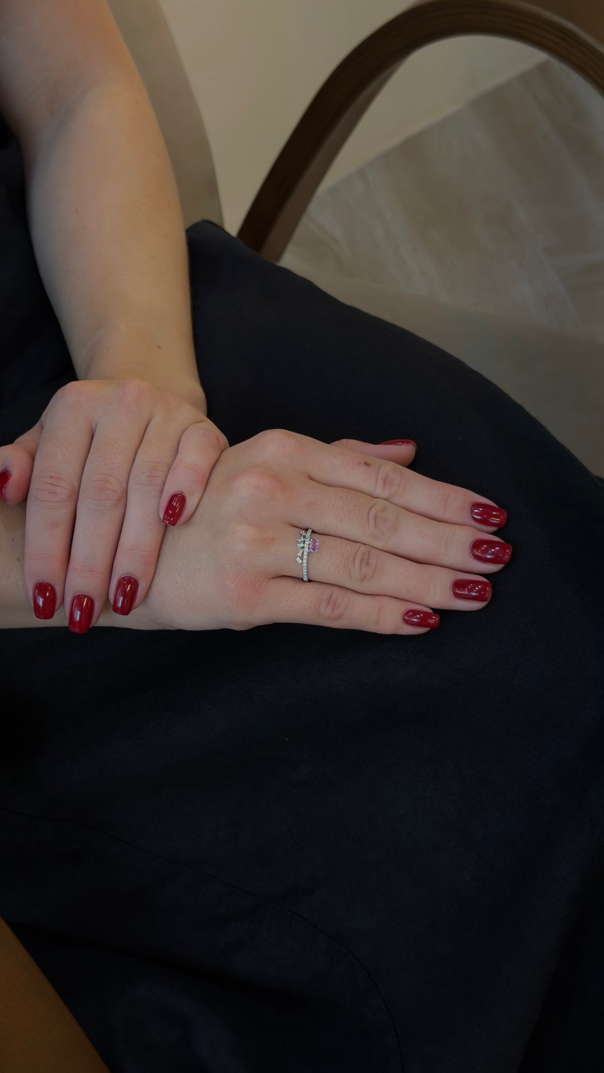 Captivating Oval Pink Sapphire and Diamond Ring - additional view