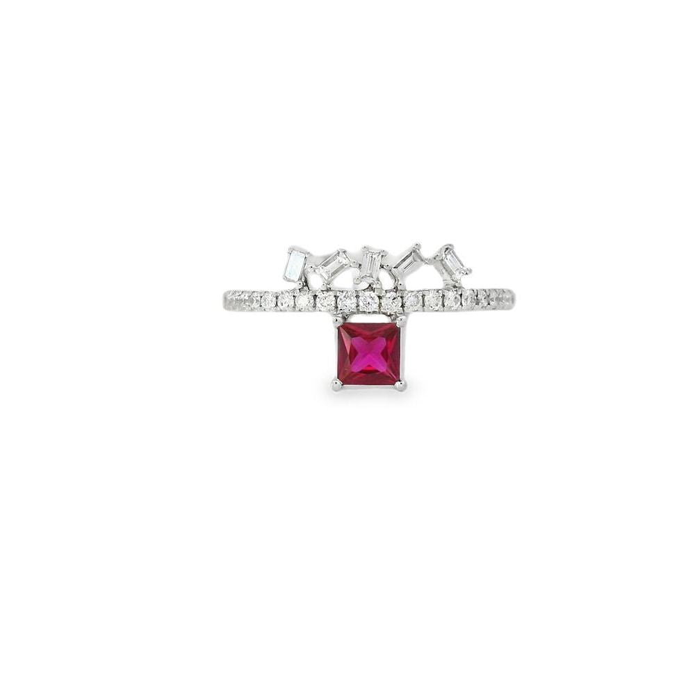 Delightful Square Ruby and Diamond Ring