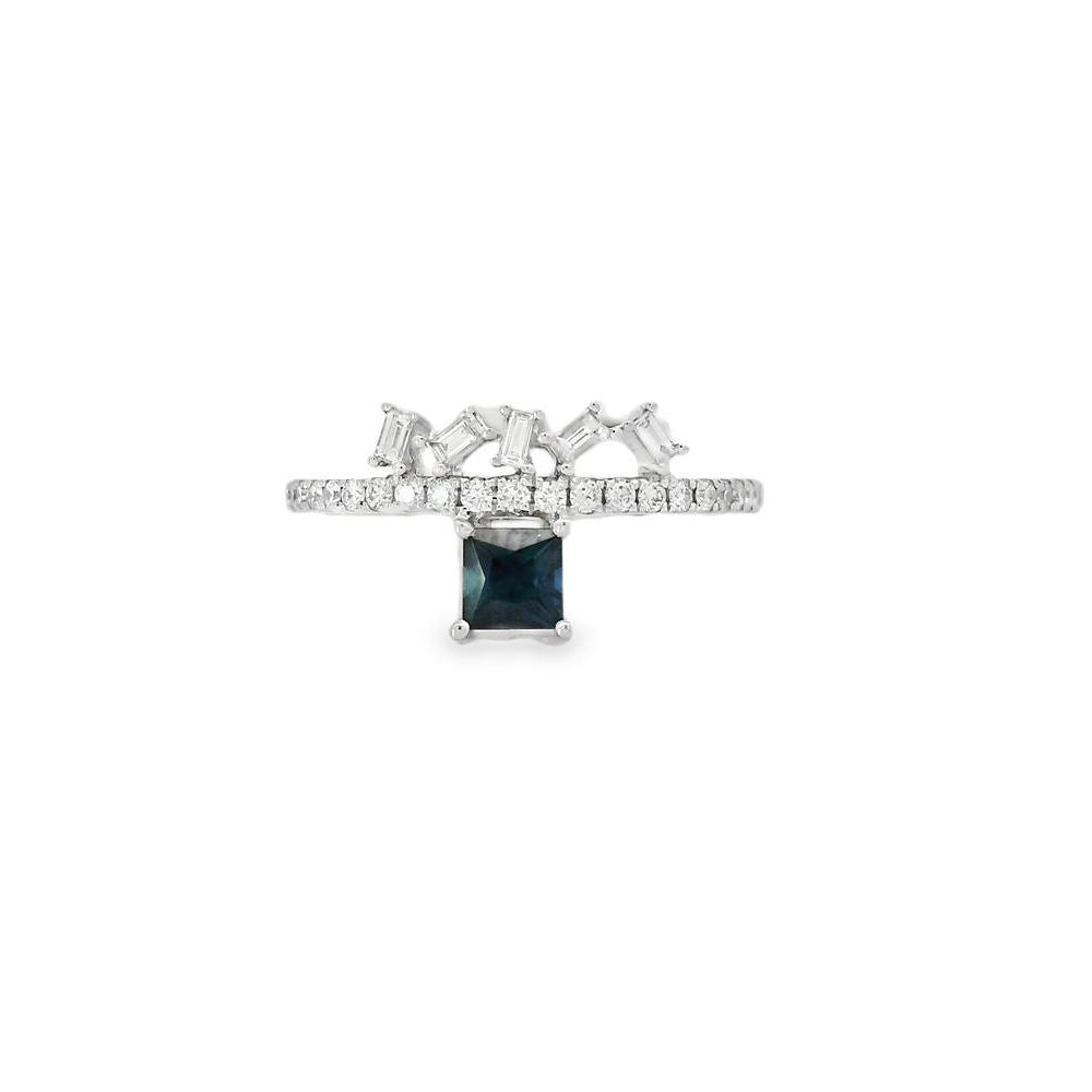 Captivating Square Sapphire and Diamond Ring