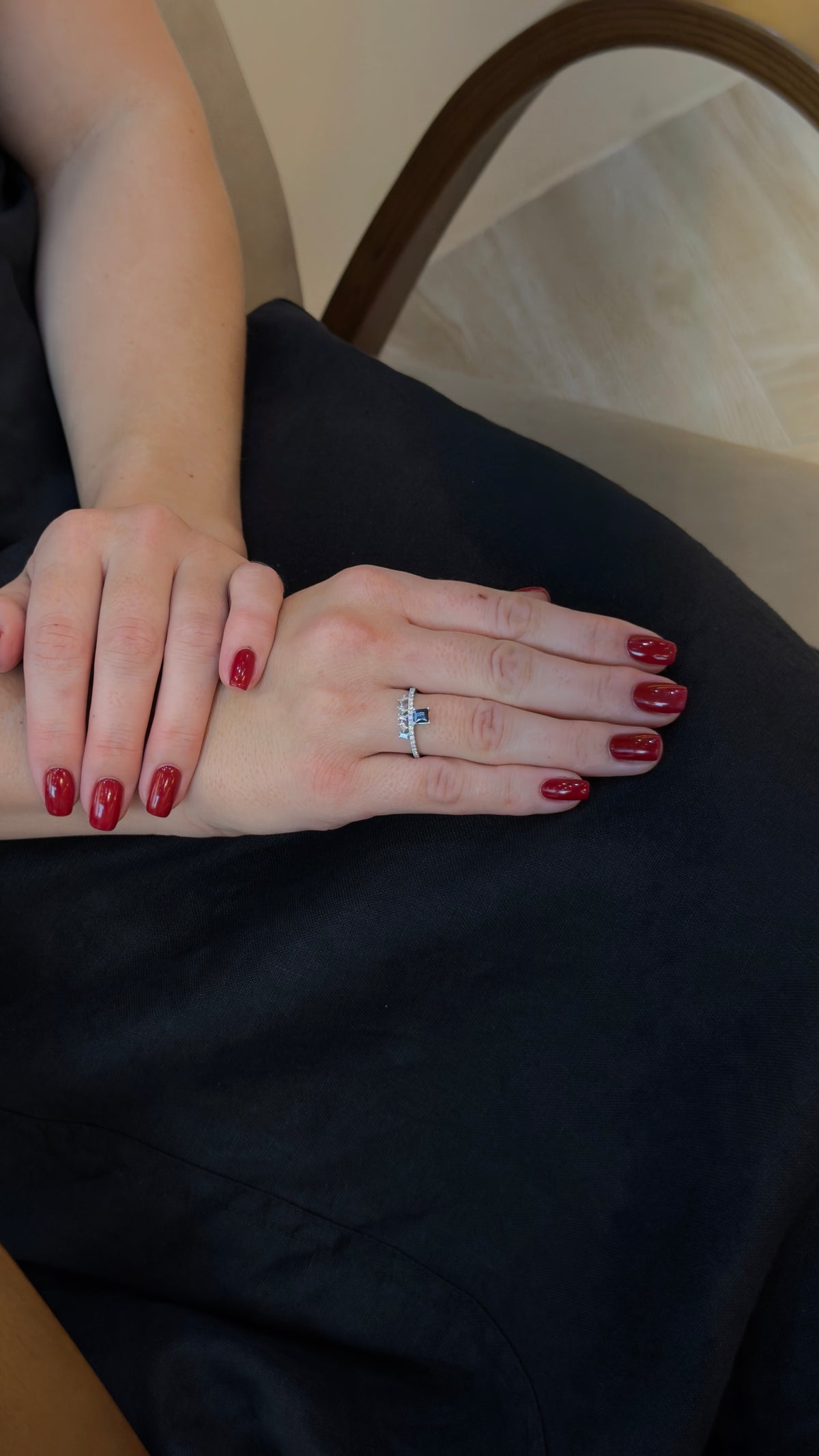 Captivating Square Sapphire and Diamond Ring - additional view