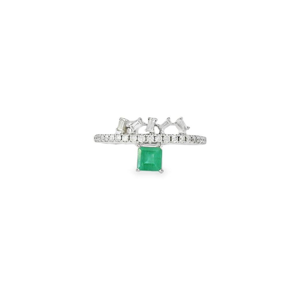 Delightful Square Emerald and Diamond Ring