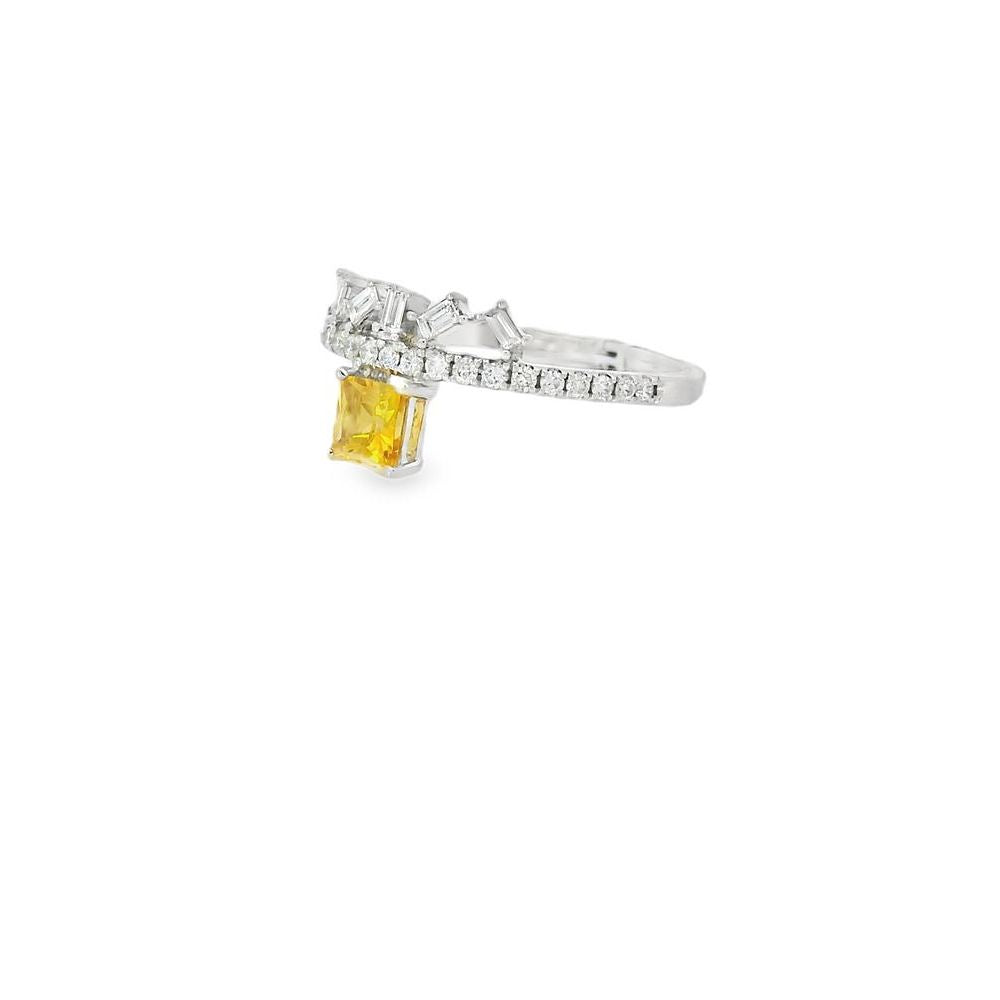 Delightful Square Yellow Sapphire and Diamond Ring