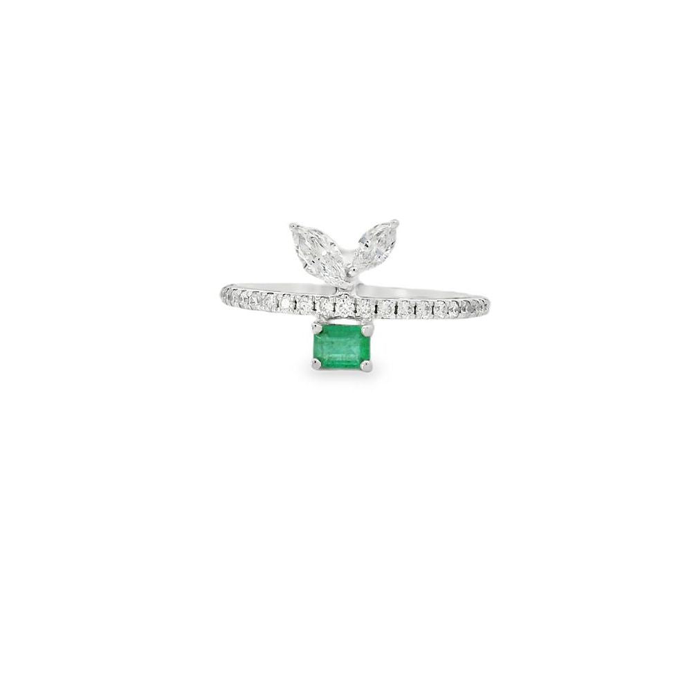 Delightful Baguette Emerald and Diamond Ring