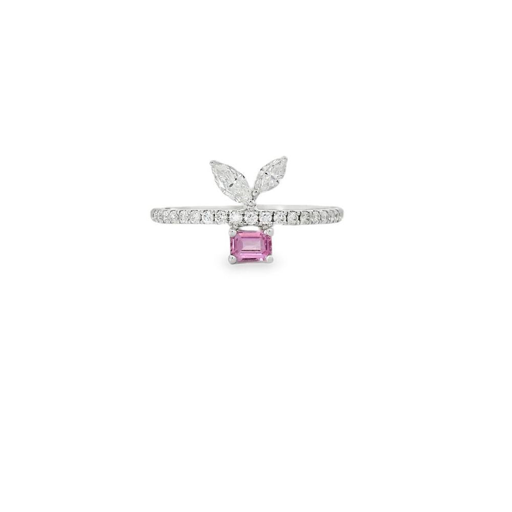 Captivating Baguette Pink Sapphire and Diamond Ring