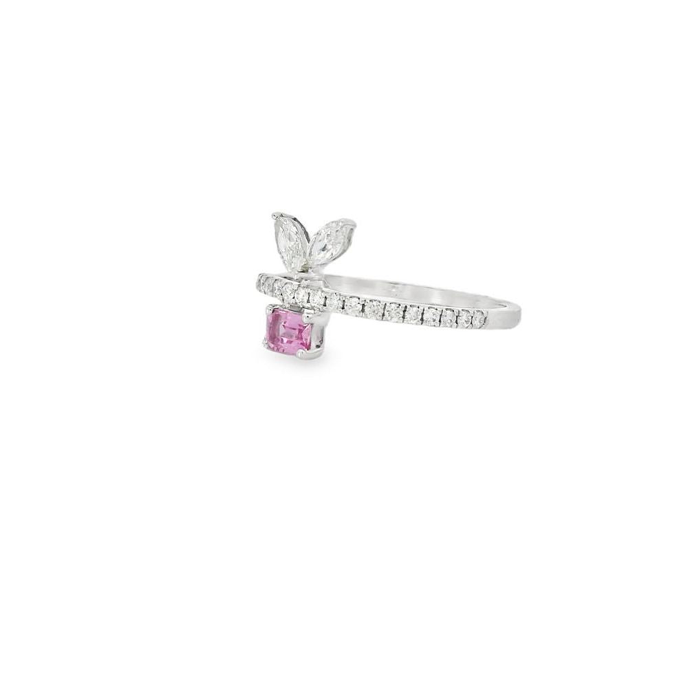 Captivating Baguette Pink Sapphire and Diamond Ring