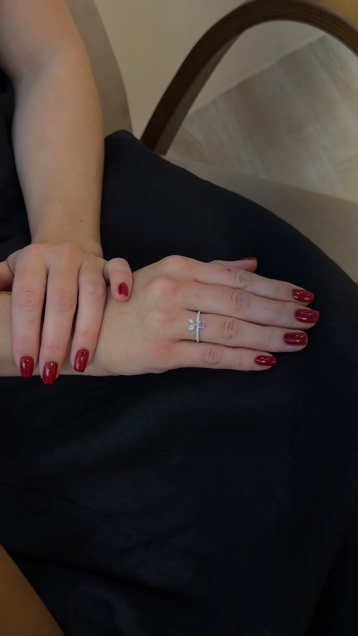 Captivating Baguette Pink Sapphire and Diamond Ring - additional view