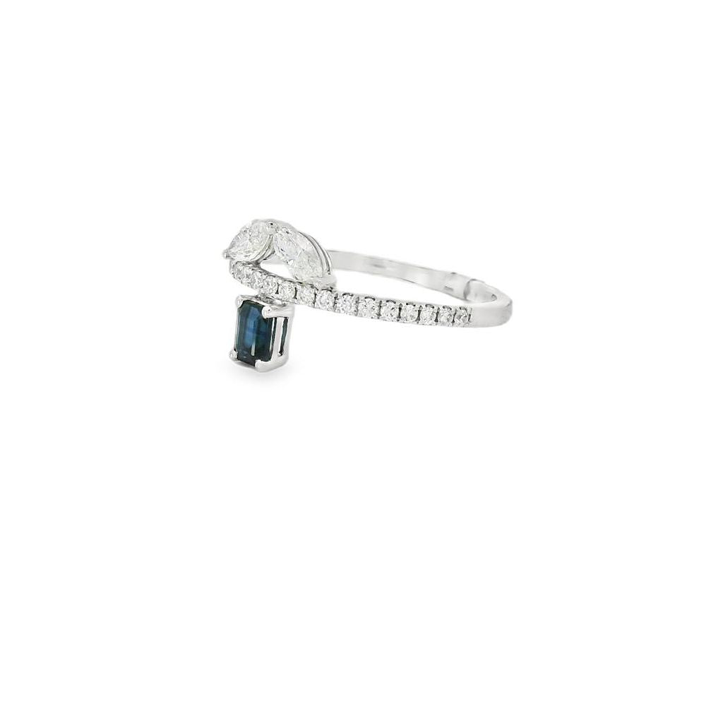 Captivating Baguette Sapphire Dual Marquise Diamond Ring