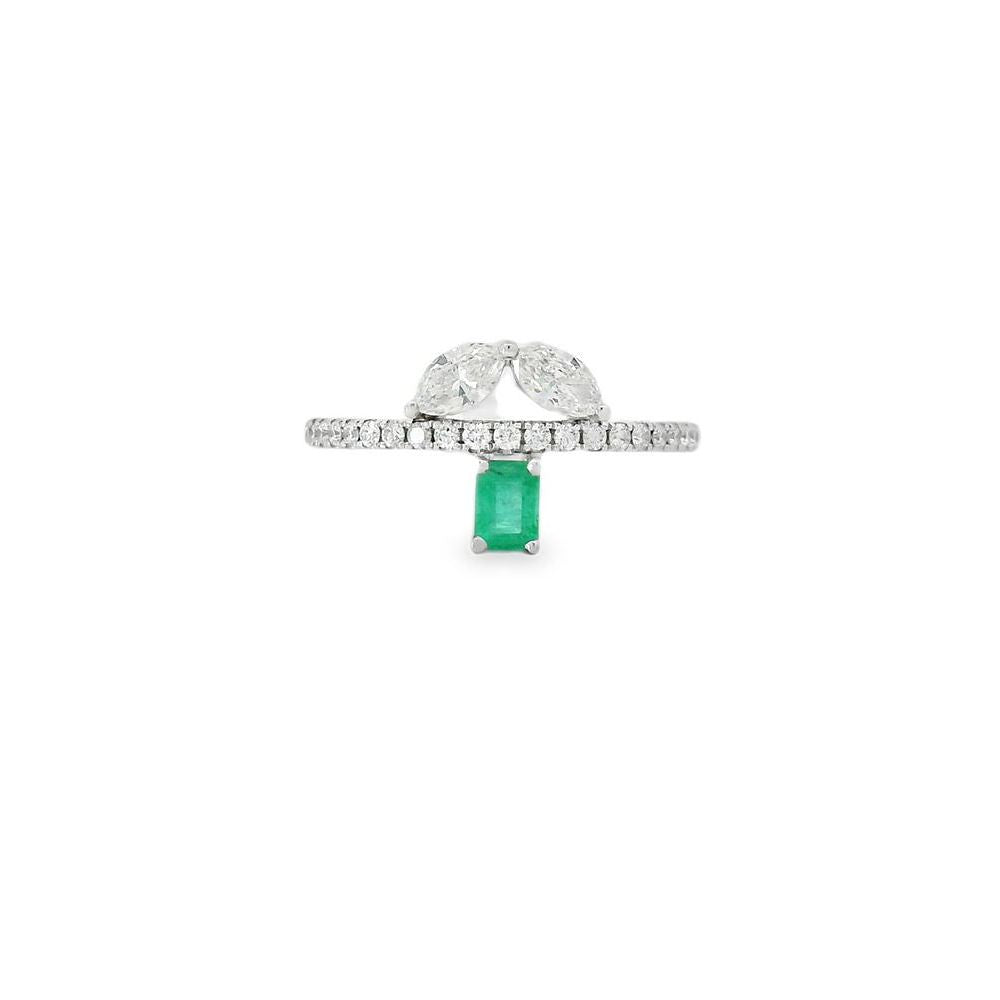 Delightful Baguette Emerald Dual Marquise Diamond Ring