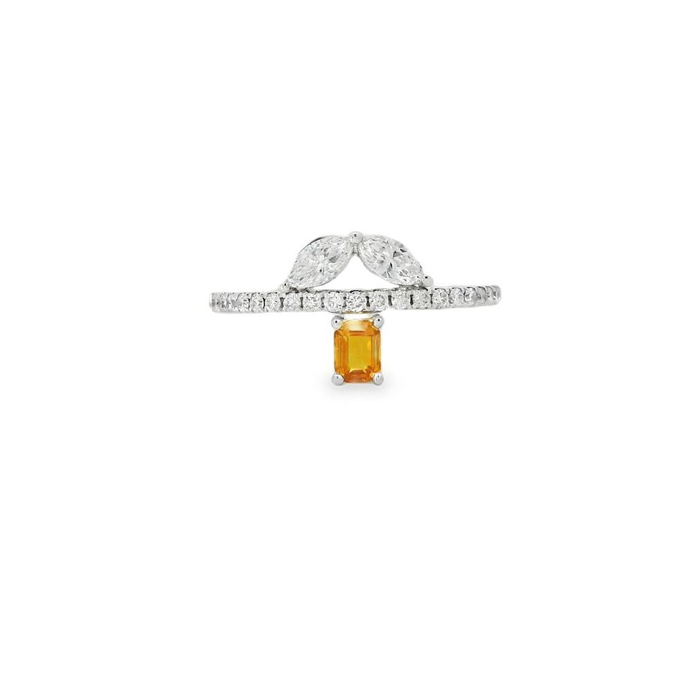 Delightful Baguette Sapphire Dual Marquise Diamond Ring