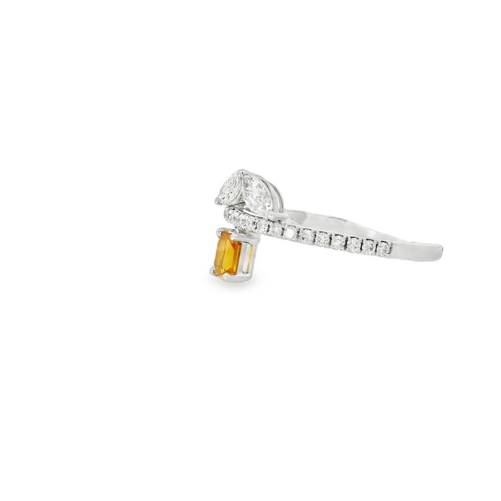 Delightful Baguette Sapphire Dual Marquise Diamond Ring