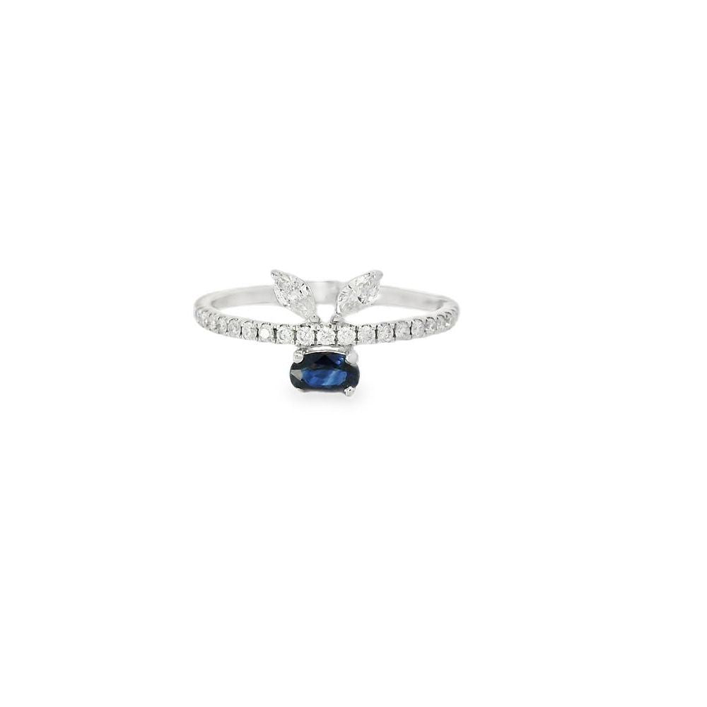 Captivating Oval Sapphire Dual Marquise Diamond Ring