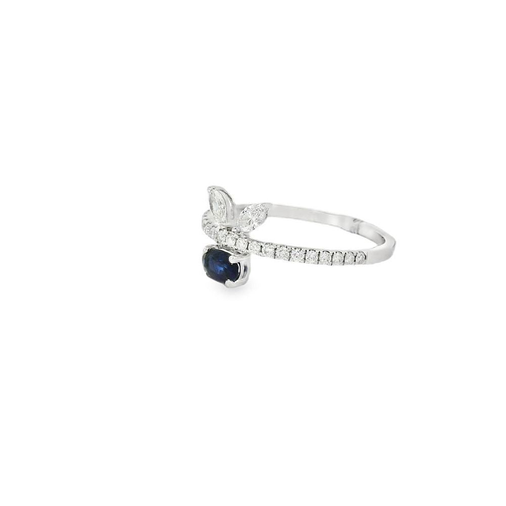 Captivating Oval Sapphire Dual Marquise Diamond Ring