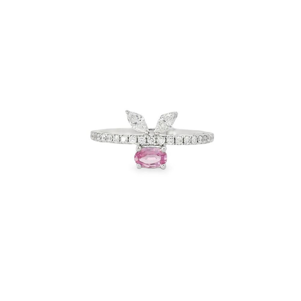 Captivating Oval Pink Sapphire Marquises Diamond Ring