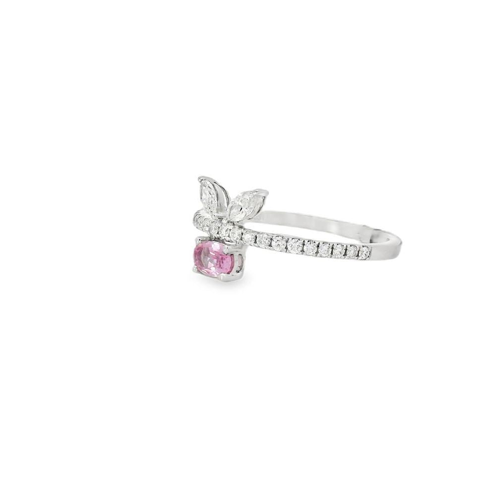 Captivating Oval Pink Sapphire Marquises Diamond Ring