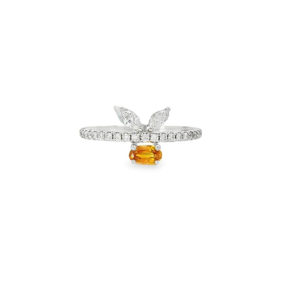Delightful Oval Sapphire Dual Marquise Diamond Ring