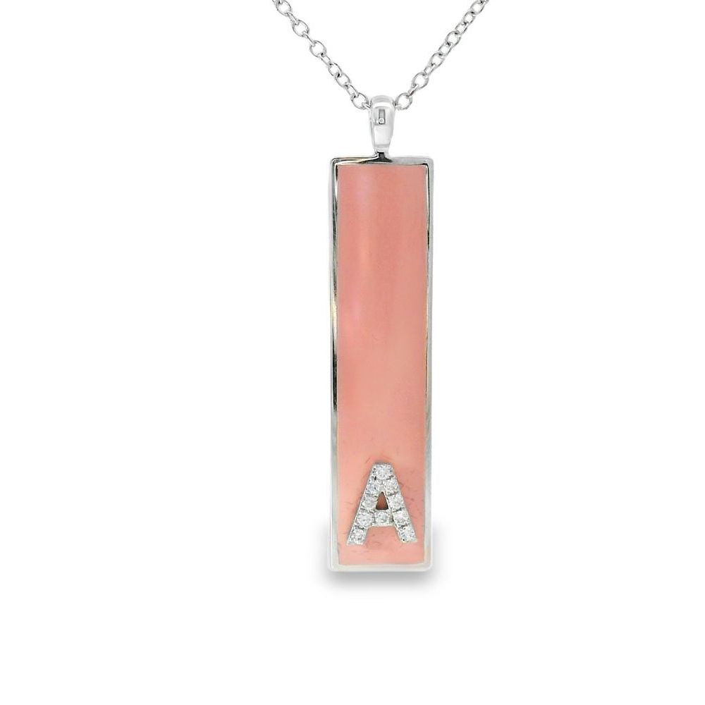 Pink Mina Letter "A" Diamond Pendant