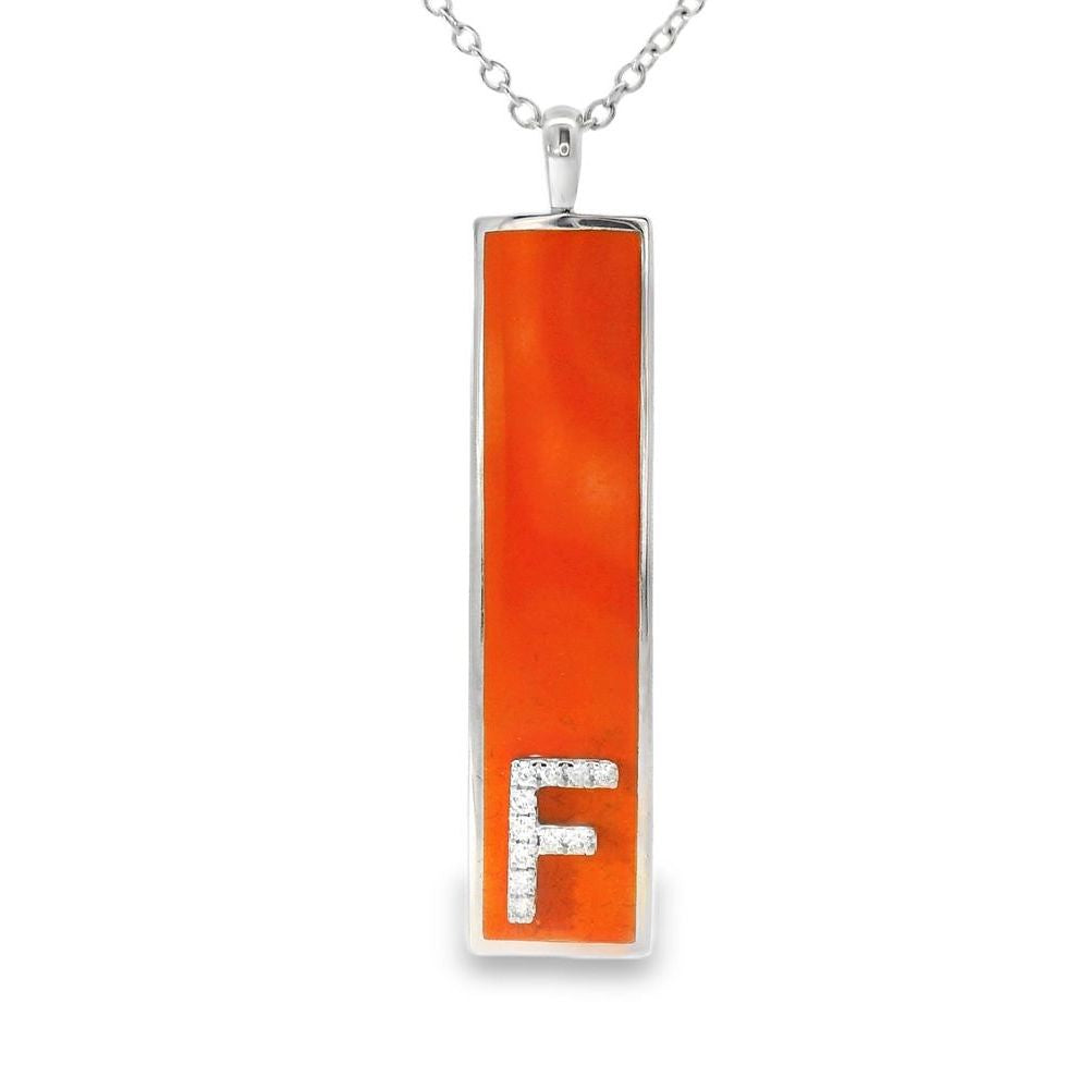 Orange Mina Letter "F" Diamond Pendant